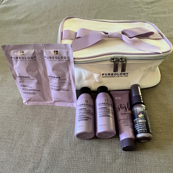 Pureology Hydrate Travel Gift Bundle with Adorable Canvas Train Case NEW - Picture 1 of 3